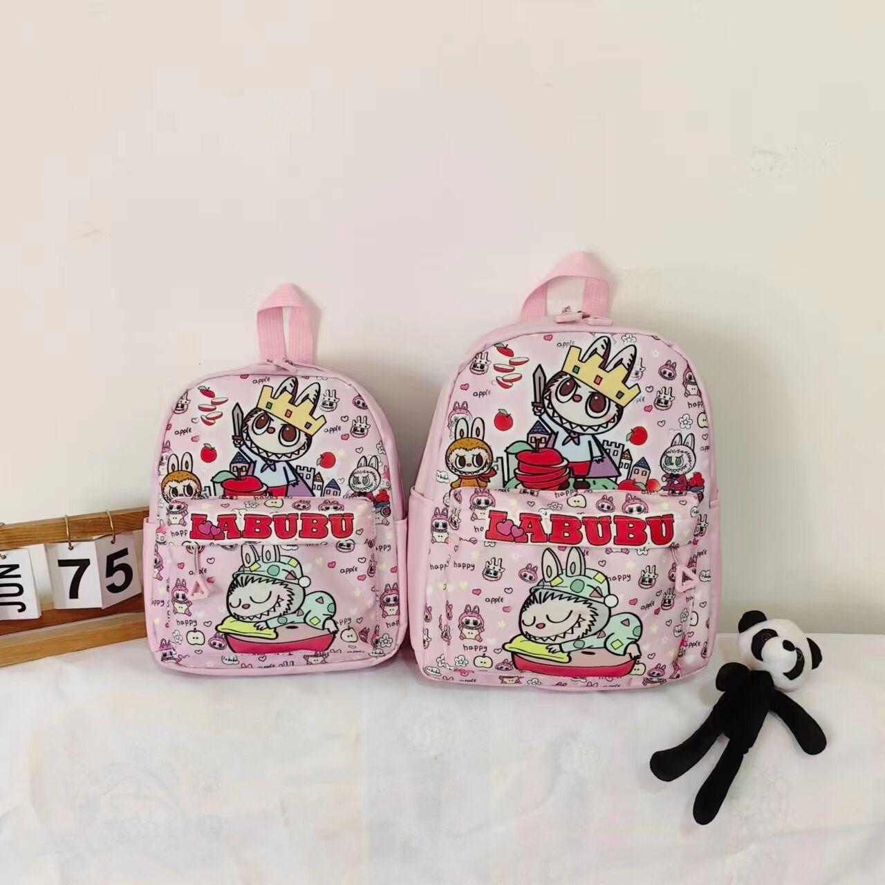 POP MART borsa per bambini zaino da scuola cartone animato carino scuola elementare zaino di grande capacità zaino per l'asilo Rabub large rosa