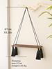 Black WoodenShelf  Hanging Wall Shelves Boho Home Decor Candle Holder Macrame Storage Shelves For Bedroom Bathroom Living Room