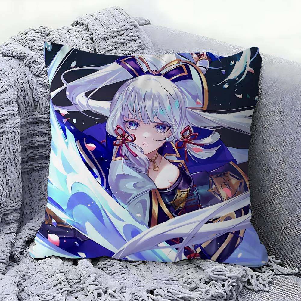 GAME Characters Kamisato Ayaka Pillow Cover For Bedroom Room And Living Room Sofa Decorative Cushion Cover