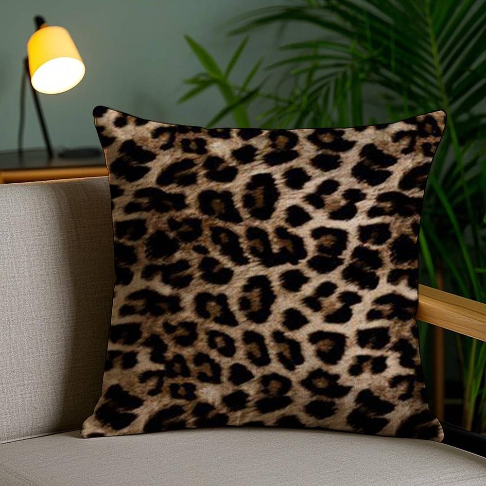 Y2k Fashion Leopard Print Pillow Case Sofa Short Plush Double-sided HD Printing Room Home Office Gift Cushion Cover 30cmx30cm