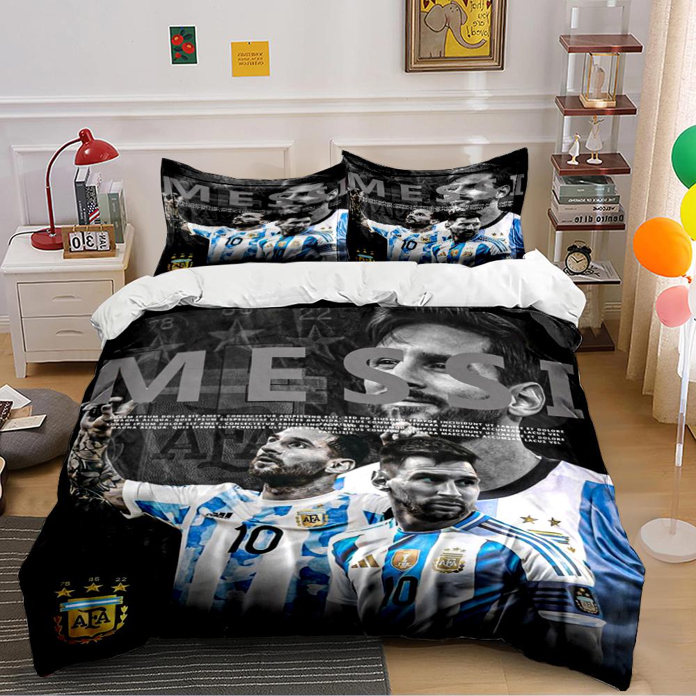 "Messi Themed Bedding Set" Bedding set (1 duvet cover, 2 pillowcases, duvet not included)