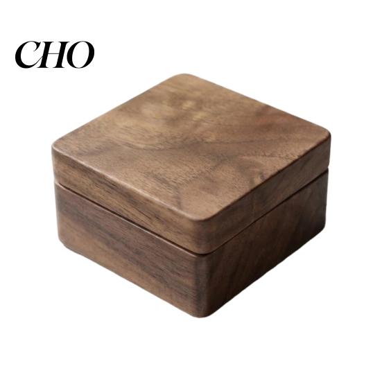 Black Walnut Cufflink Holder Box, Solid Wood Magnetic Closure Storage Case for Men, Elegant Display Small Jewelry Organizer Rings Necklace,