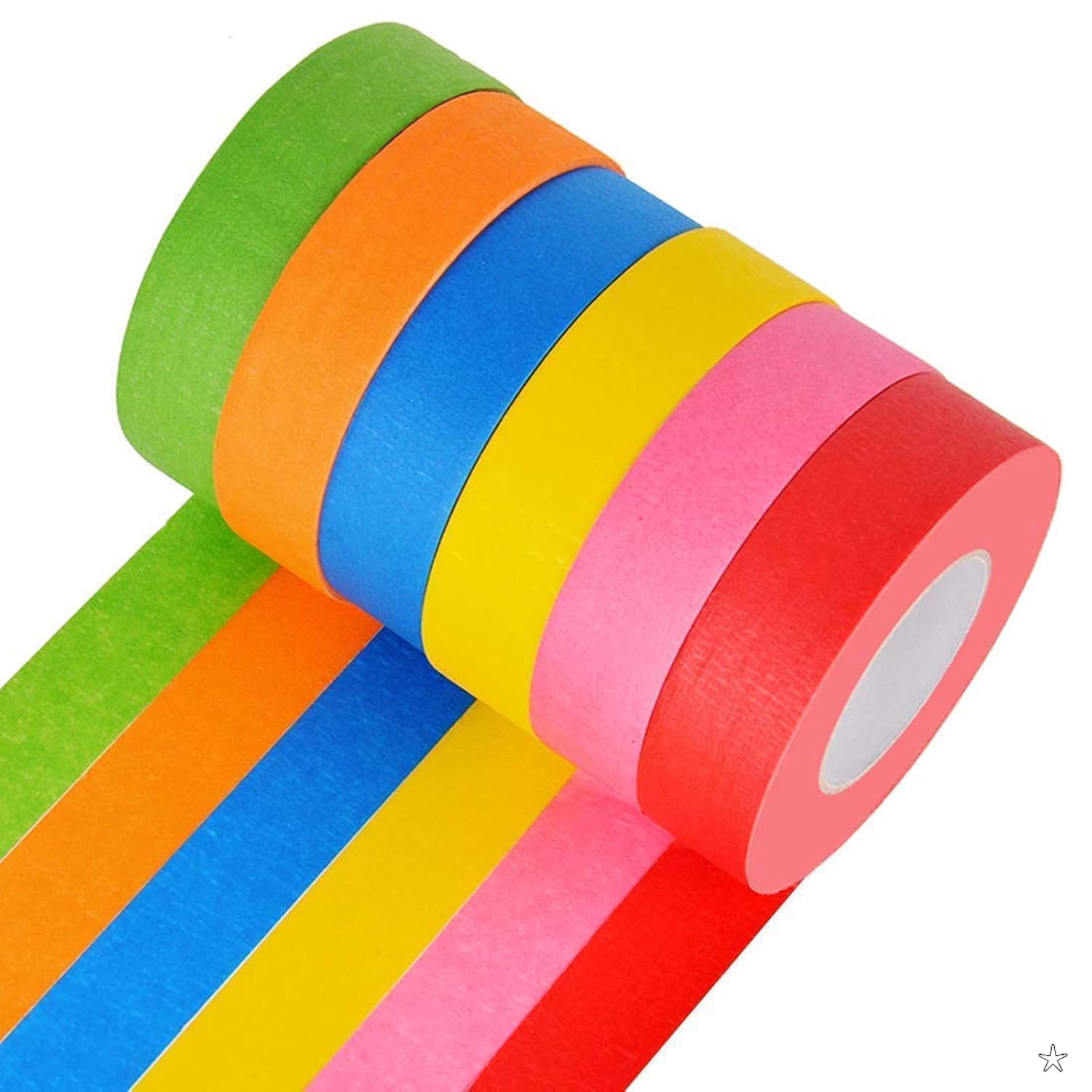 

DEWEL Masking 6 20m Craft Interior DIY Art Mesh Fiber 6 Classroom Teacher Artist Paper Decorative Kids Solid Color Tape, Colors, 2.5cm Wide, Long,