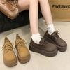 Lace-up Heightening Muffin Thick-soled Matte Single Shoes Small 22 New Retro Slim Love