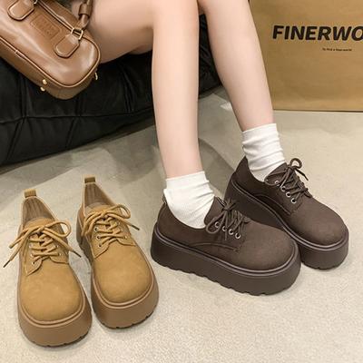 Schnür-Höherlegende Muffin-Plateau-Dicke-Sohle Matte Einzelne Schuhe Klein 22 Neu Retro Schlank Liebe