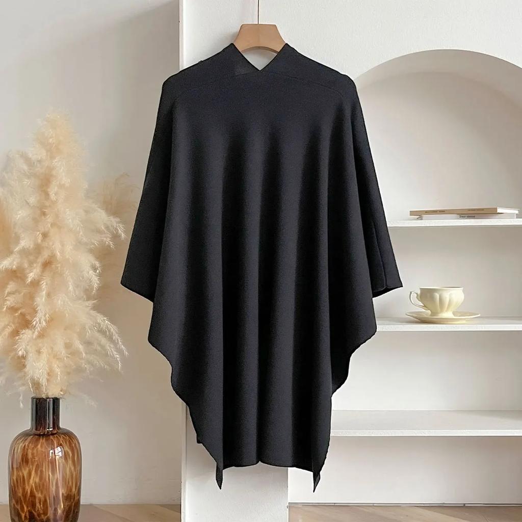 Women Poncho Winter Warm Solid Color Shawl Double Sided Designer Blanket Luxury Scarf Female Cloak Cashmere Pashmina Cape Stole