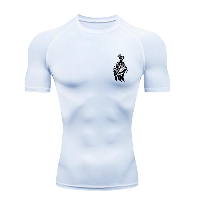 Blue Fox Pattern  Men's Sports T-shirt Training Fitness Compression Workout T-Shirt Rashgard Tops T-Shirt for Men