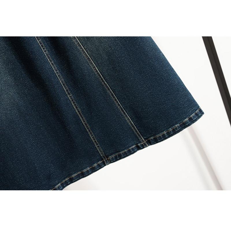 DIMANAF 2025 Plus Size Summer Elastic Denim Skirts Women A-Line Fashion Loose Skirt High Waist Vintage