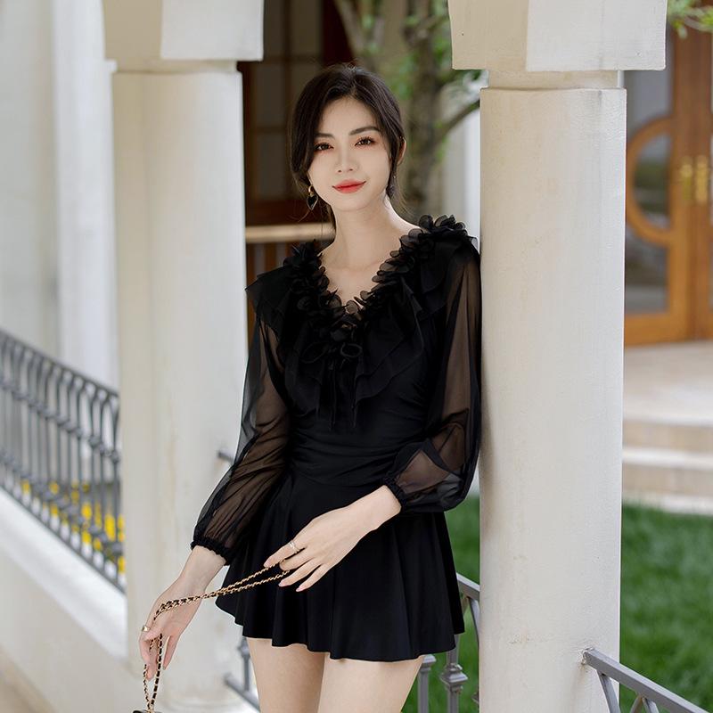 Xige er Winter New Women s High-Waisted Slimming One-Piece Skirt Swimsuit - Conservative Style for Hot Springs. M