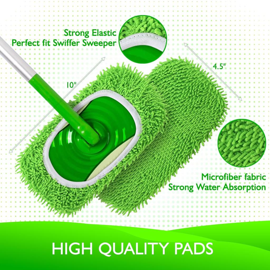 2 Pack Reusable Dry Sweeping Cloths Microfiber Wet Mop Pads Compatible with  Sweeper Mop Replacement