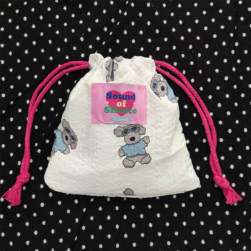 Cute Cartoon Bubble Drawstring Pouch, Portable Polyester Storage Bag for Travel