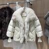 Winter new luxury raccoon hair big fur collar down jacket women's short loose thickened warm fur jacket women