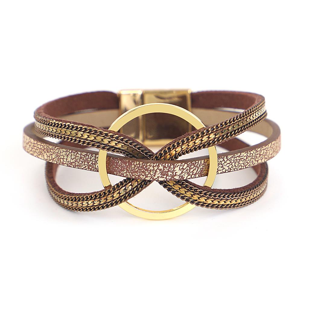Cross Twist Leather Bracelet for Women Braided Bowknot Wrap Multilayer Jewelry Accessories