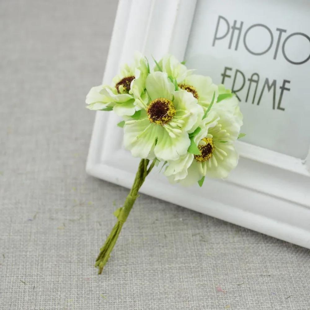 6pcs/lot Cherry Blossom Artificial Flowers Wedding Car Vase for Home Decoration Bride Bouquet Handmade Silk Plants