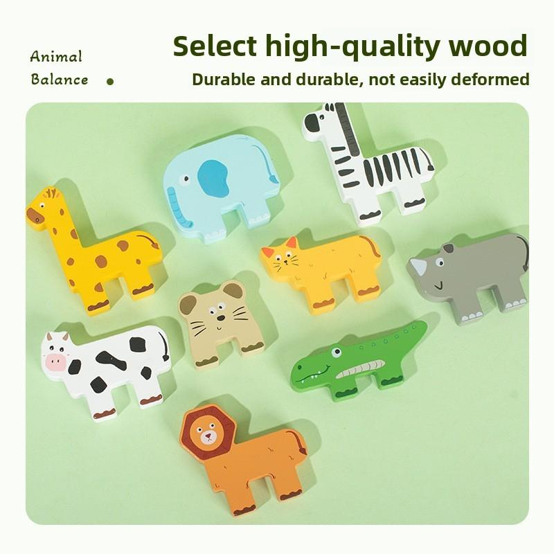 Blocks Wooden Animal Kids Early Education Toy Handeye Coordination Set Train