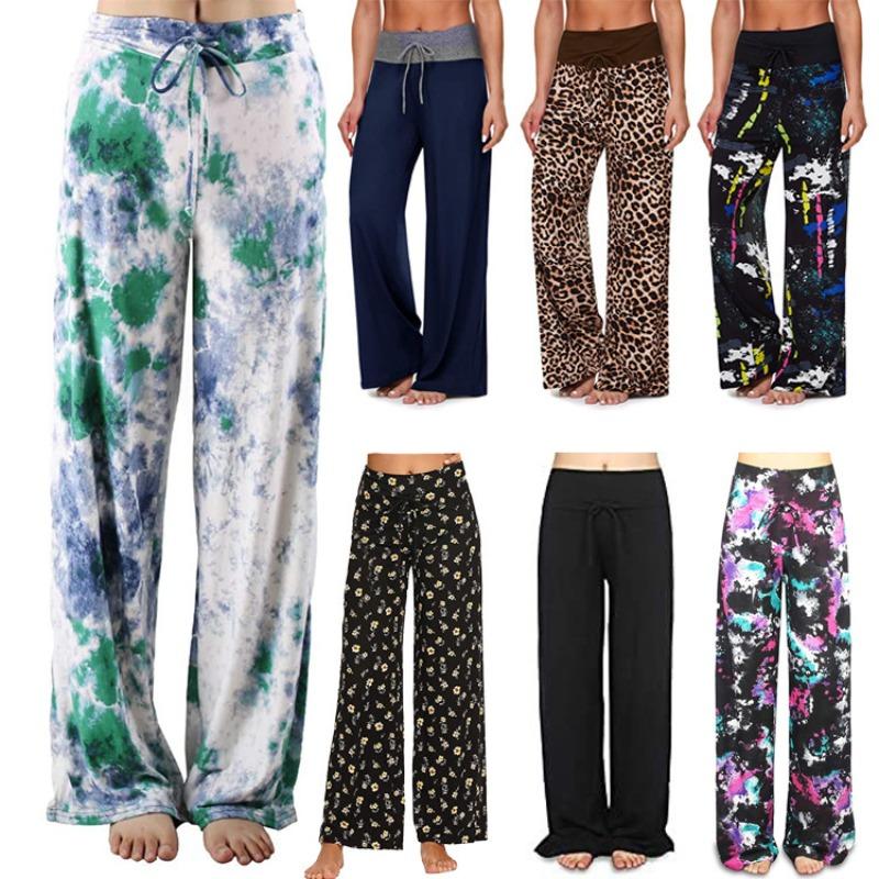Skinny High-waisted Fitness Wide-leg Pants Zero-feeling Waist Drawstring Wide-leg Pants Fitness Sports Casual Trousers Women