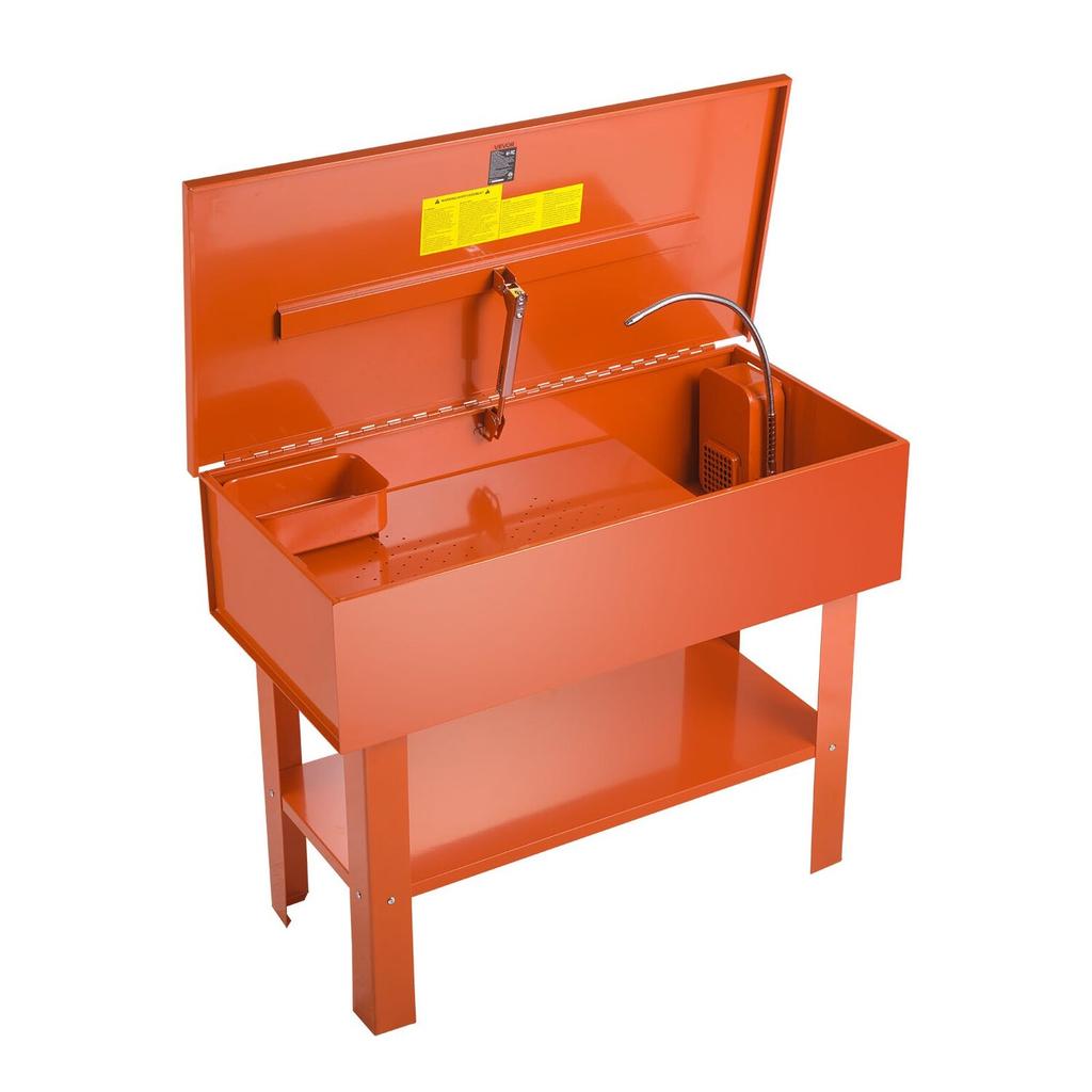Parts Washer 151L Tank, 65L Solvent Capacity, 3L Per Minute Max Pump Output, Heavy Duty Steel Cabinet Electric Pump Automotive Parts Washer Cleaner