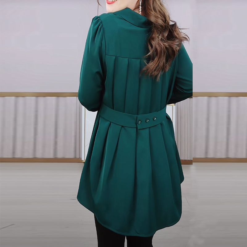 Elegant Vintage Spring Blouse for Women Slim Fit High Quality Shirt Plus Size Tummy Control