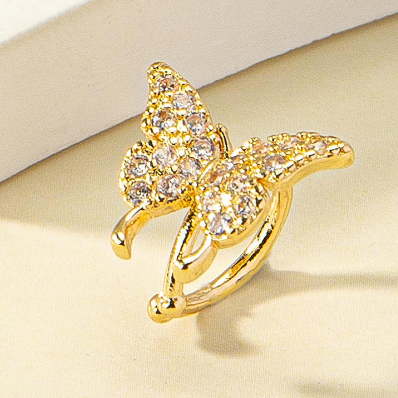 Butterfly Diamond U-Shaped Nose Clip - European & American Style, No Piercing Needed
