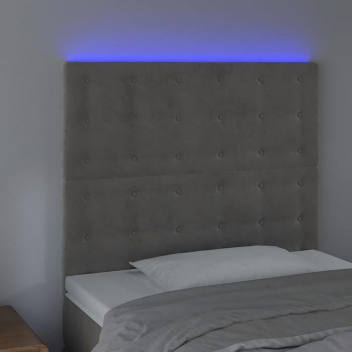 VidaXL Tête de Lit à LED Meuble de Chambre à Coucher Accessoire de Lit Simple Tête de Cadre de Lit Intérieur Gris Clair 3122888