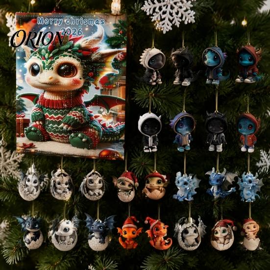 Exquisite Christmas Gift Box Dragon Advent Calendars 2026, 24 Days Countdown Calendar with Acrylic Hanging Ornaments Ornaments, Collectible