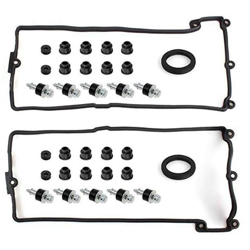 QM-Car Engine Valve Cover Gasket Set L+R 11127513194 11127513195 For Bmw 545I 550I 645Ci 750Li X5 Replacement Parts 2PCS