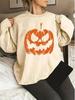 European and American Halloween Pumpkin Plus Size Long-Sleeve Crew Neck Sweatshirt