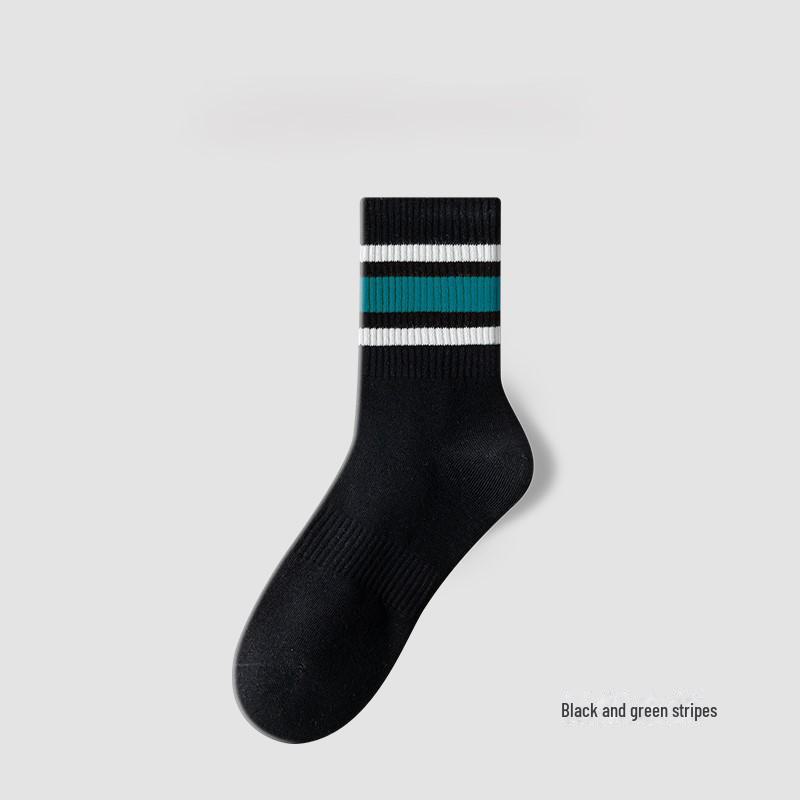 

Унисекс полосатые спортивные носки средней длины - впитывающие пот, дезодорирующие, нескользящие, летние хлопковые носки