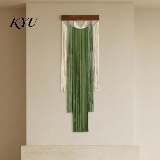 Handmade Cotton Wall Decor Boho Hanging Decor, Hand Woven Tassel Tapestry, Gradient Tapestry for Bedroom Color Fringe Living Room Cafe Decoration