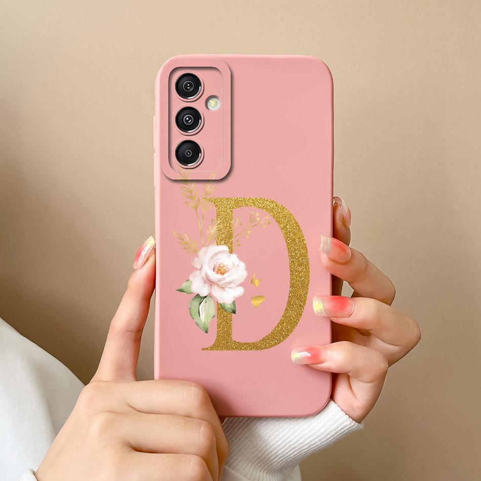 Simple Case For Samsung A15 4G 5G Rose Letter Mask Soft Liquid Silicone Camera Protector For Samsung Galaxy A15 A 15 Back Cover