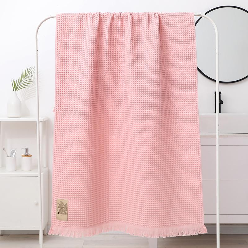 Cotton 90 * 180 fringed bath towel shawl waffle adult honeycomb beach towel Tassel bath towel [50*100]