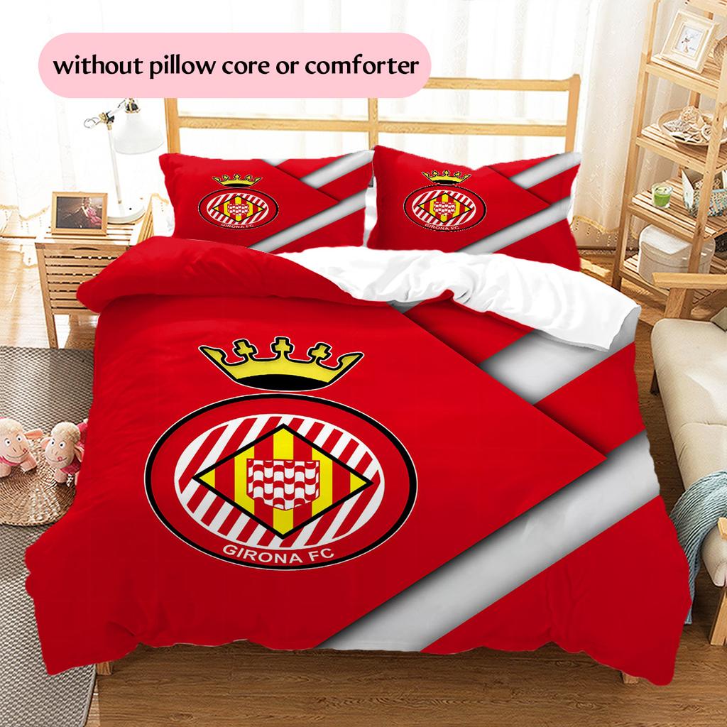 Girona FC Football Club  Pattern Bedding Quilt Set  Home Decoration  Gift (1 * duvet cover + 2 * pillowcase  without core)