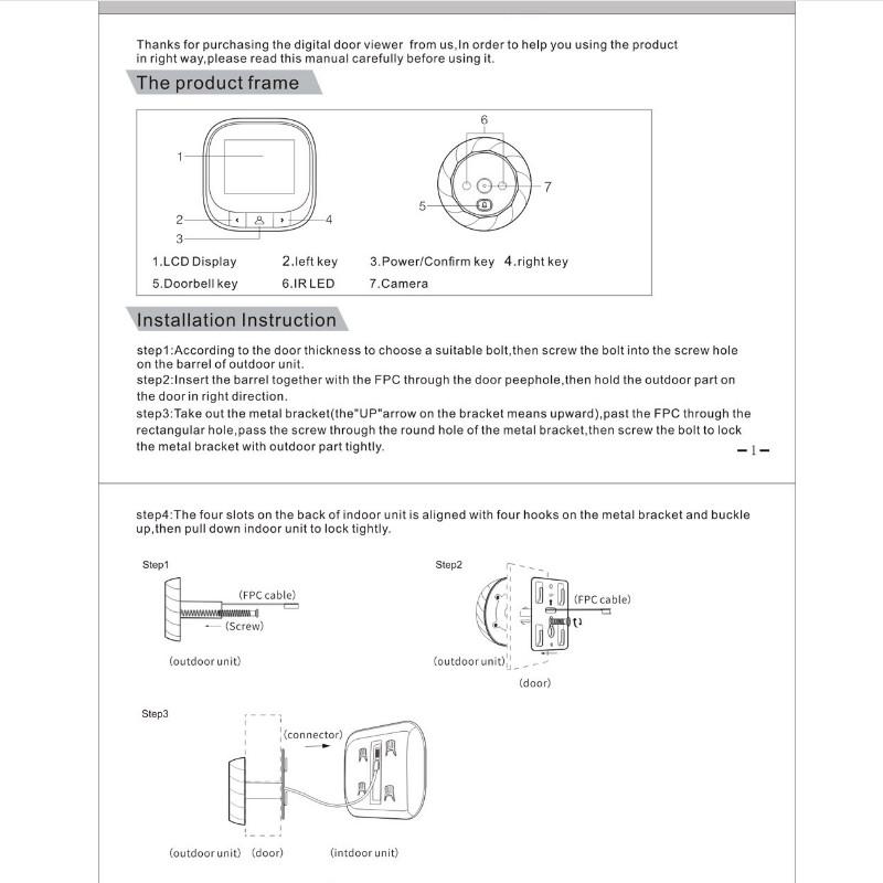 DD3 Door Hole smart Camera Wifi Hd 2.4 Inch Home Visible Cat Eye Doorbell Smart Voice Phone Intercom Video Anti-Theft DoorbellAA