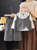 Girl's Korean Chic Tweed Vest Three-Piece Set for Spring/Autumn 2026