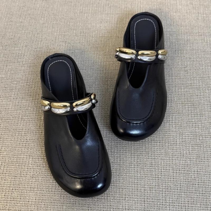 

Fashion Fad Women Mid Heels Slippers Designer Heeled Shoes Summer New Sandals Pumps 2025 Trend Walking Chunky Flip Flops Shallow Slides 40