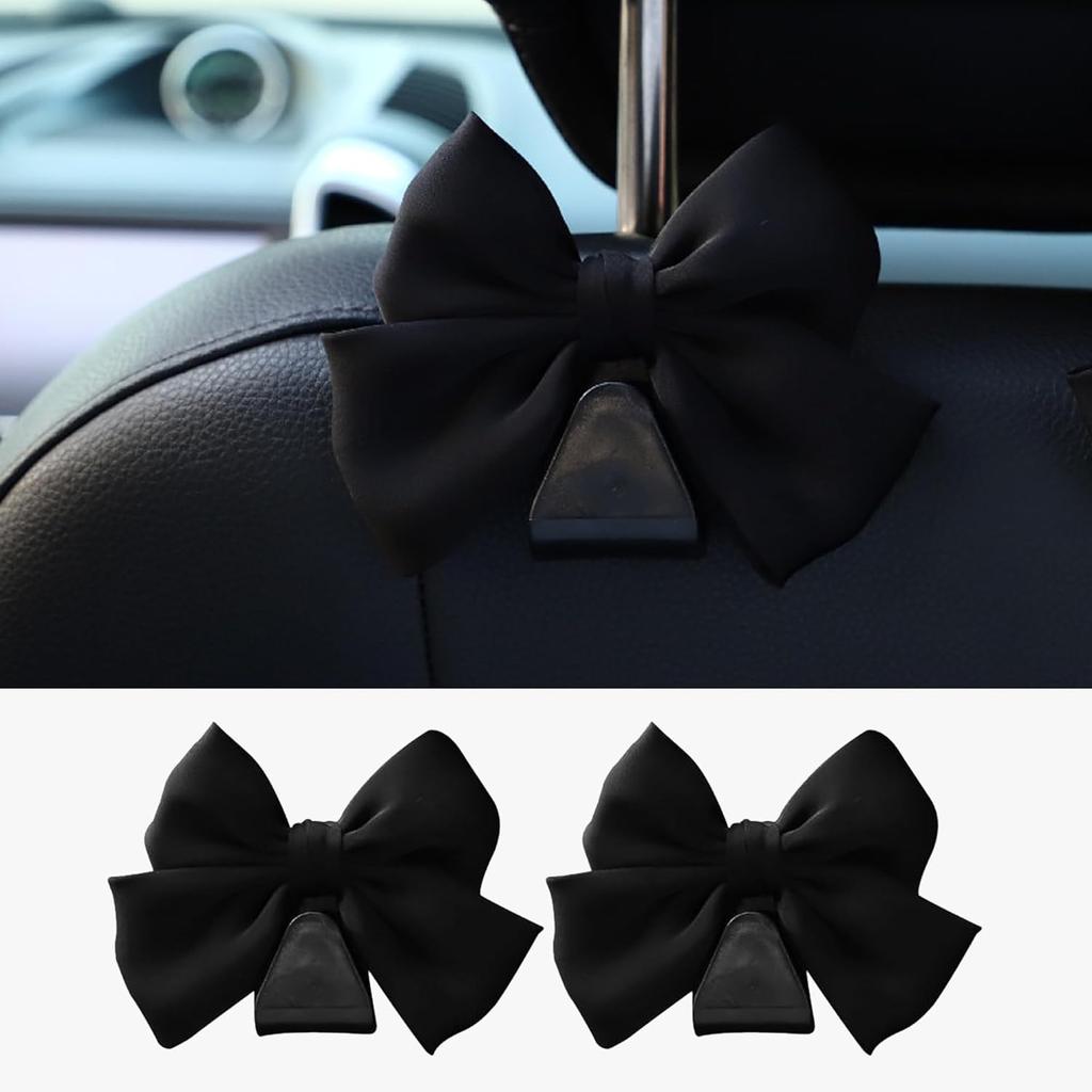 2PCS Car Seat Hooks, Cute Bow Car Seat Headrest Hooks for Purses, Bags, Umbrella, Universal Automotive Interior Decoration Accessoriesl for Vehicle,