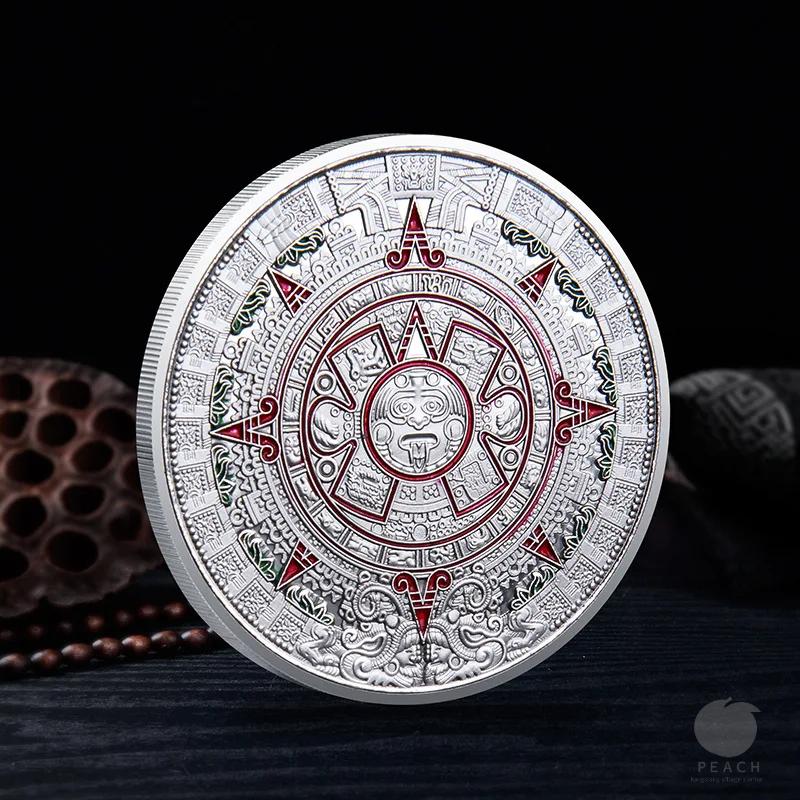 Souvenir Coin Mexico Mayan Aztec Calendar Art Prophecy Culture Gold Coins Collectibles