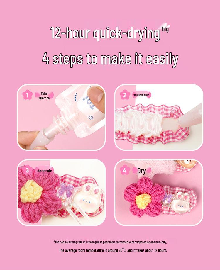 TOI Creative Cream Glue Set: DIY Hair & Sticker Kit for Girls