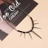 Punk Black Beads Rivet Choker Necklaces for Men Women Exaggerated Silver Color Metal Long Spike Tassel Necklaces Y2K Jewelry