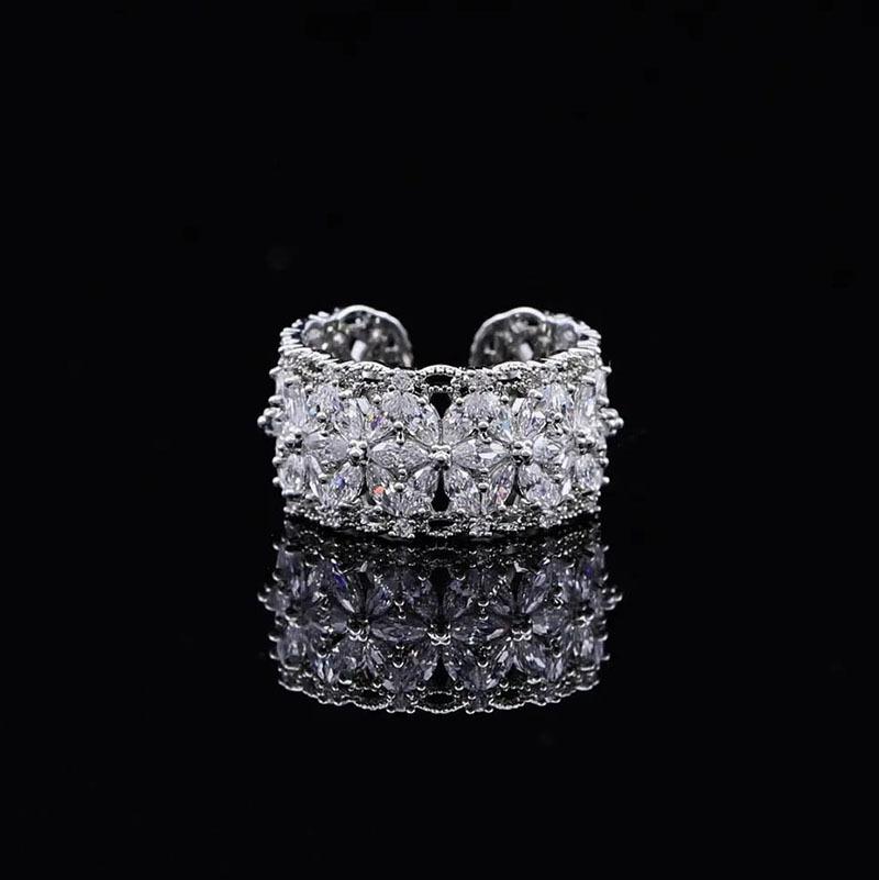Vintage Palast Blumenring Diamantstil Leichter Luxus Premium Zeigefinger Schmuck
