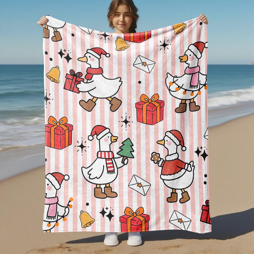 Christmas Duck Outdoor Flannel Blankets, Outdoor travel, Home Blankets, Fan Gifts,Suitable for All Seasons, Christmas Gifts. R1127044