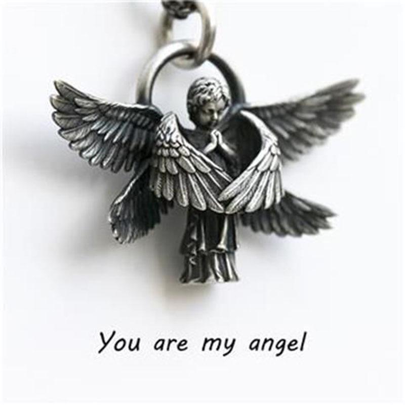 1Pc Classic Angel Pendant Necklace Handmade Seraph Prayer Pendant Long Chain Necklace Men Women Jewelry Anniversary Gift