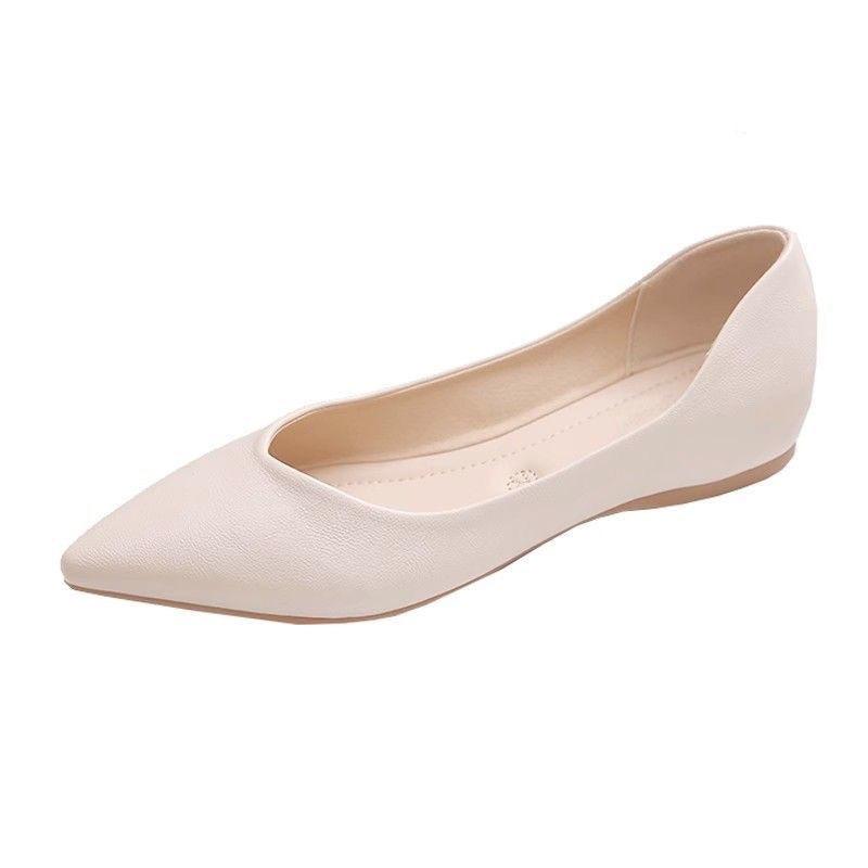 Flache Einzel-Schuhe Damen Herbst neu schlichte Arbeit leichtgewichtige flache Ferse spitze Zehenpartie Einslipper Arbeitsschuhe weiche Sohle Doudou-Schuhe