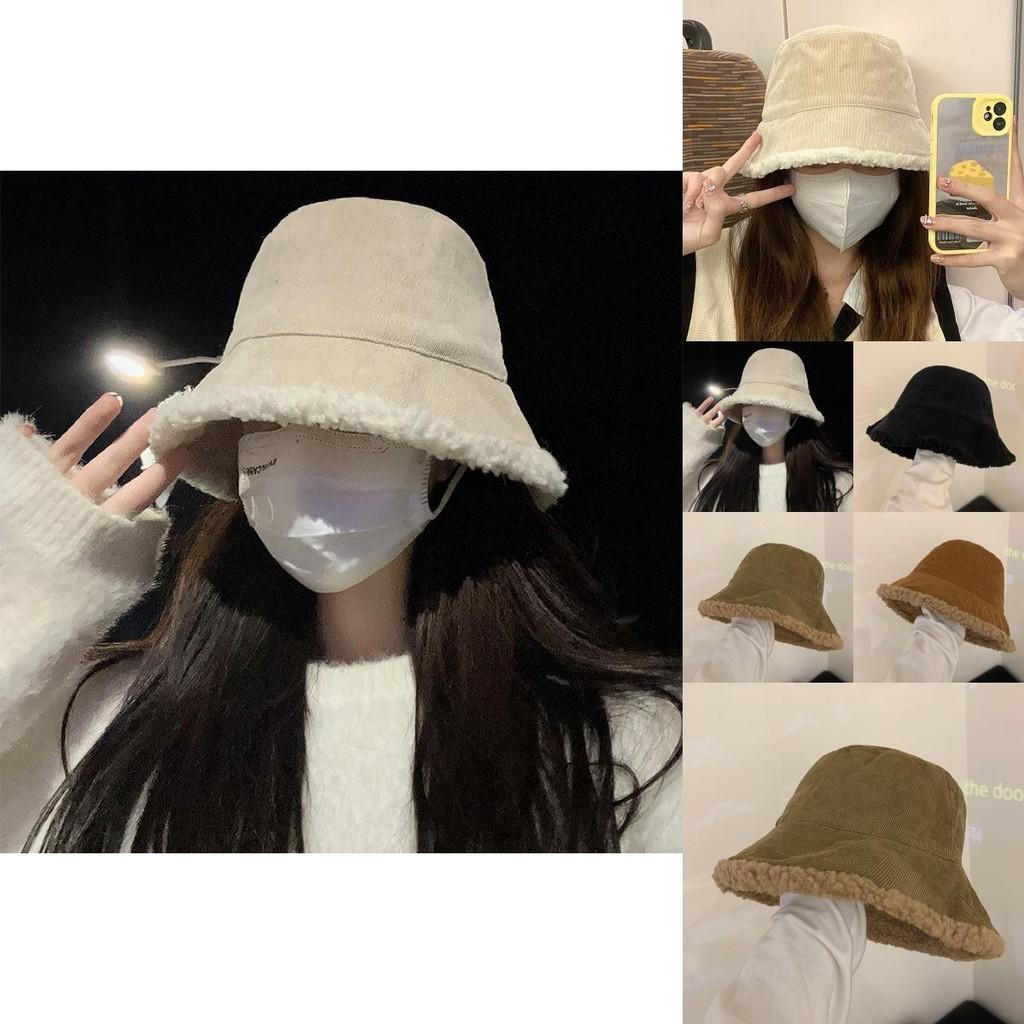 Fashionable Chic Lamb Wool Bucket Hat For Women 2022 Winter Trendy Warm Fisherman Hat