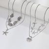 Layered Double-Layer Necklace: Summer Vacation Style with Shell, Starfish, and Conch Pendants