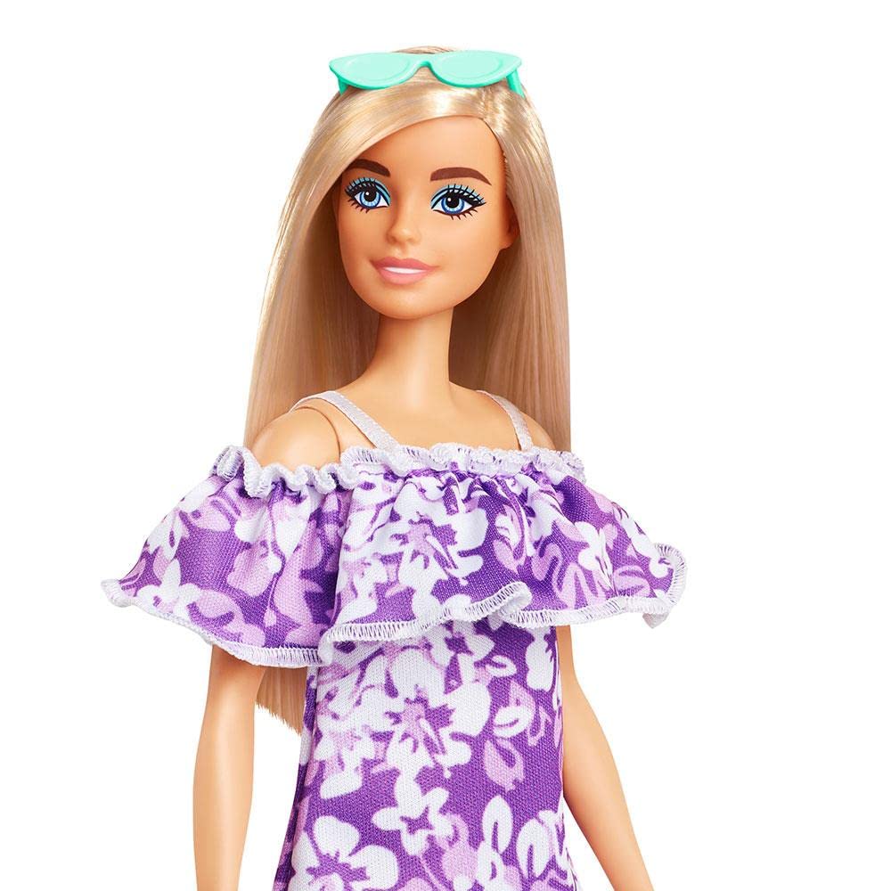 Mattel Barbie Loves the Purple Floral Dress with Ruffle - Ocean,
