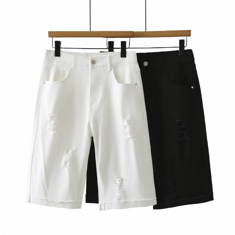 Plus Size Jeans Shorts Pants Women Oversize Loose Casual Cotton Denim Elastic Casual Pants Fashion Hole