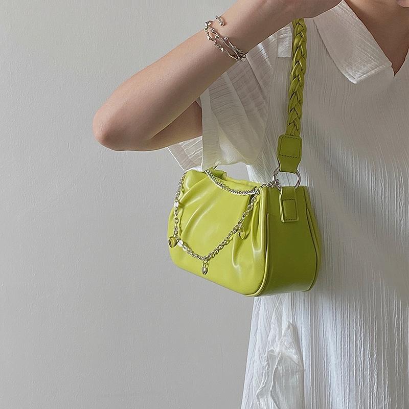 Designer Handtasche Damen Sommer Neu PU Plissee Wolke Quadratische Ein-Schulter-Tasche Schlicht und Vielseitig Liebeskette Achseltasche