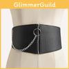 Simple Chain Decoration Women Elastic Wide Belt Cummerbund For Fashion Youth