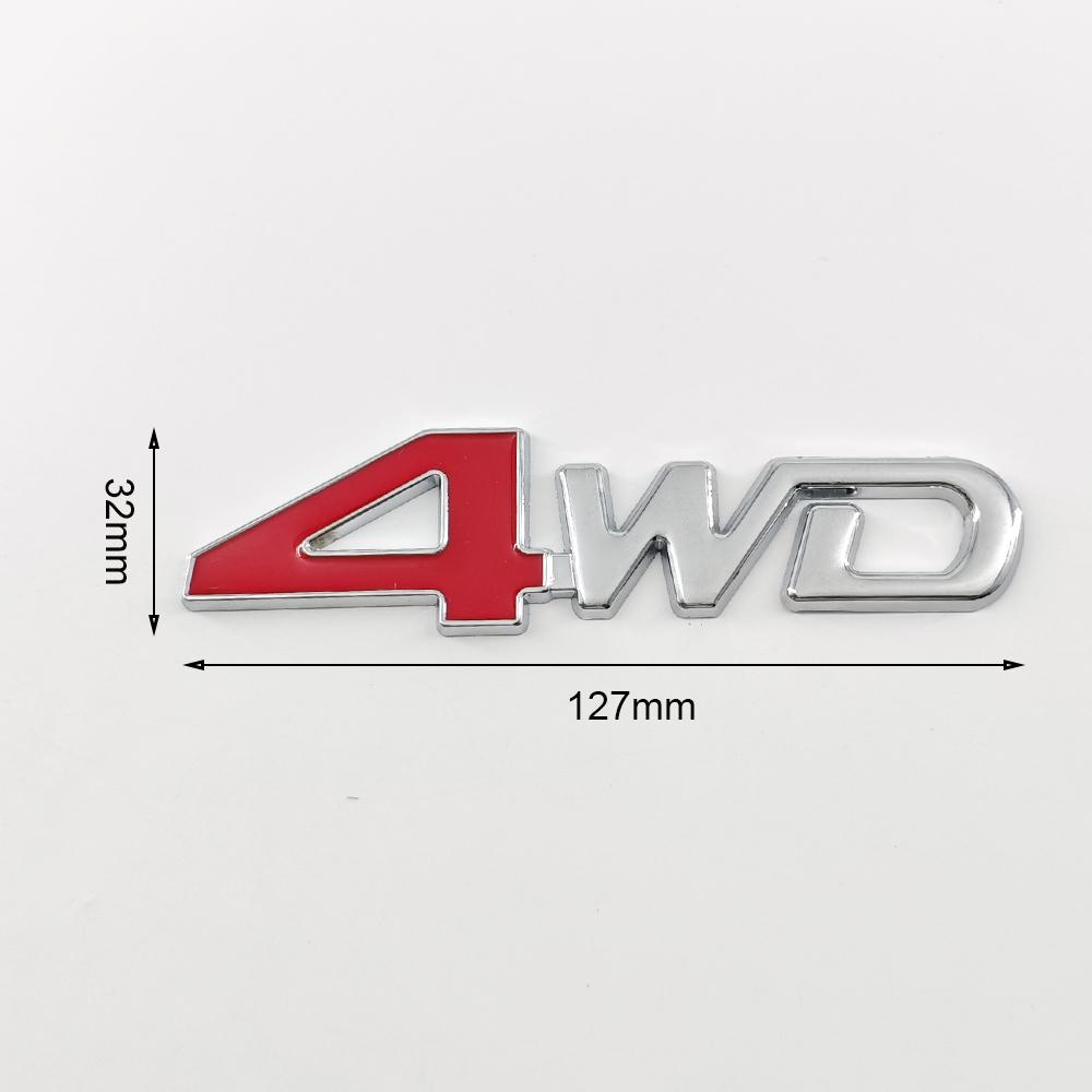 3D Metal 4WD Logo Letters Grill Emblem Badge Fender Car Trunk Sticker Decal For Honda Suzuki CRV Accord Civic Toyota Accessories